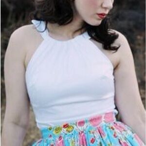 NWT Pinup Couture White Harley Top: L